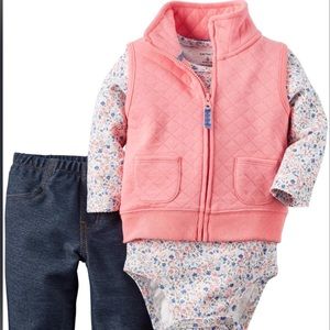 Carter Pink Quilted Vest, Long Sleeve and Denim